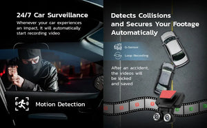 Powerology Dual Lens Dash Camera - 24 hour car surveillance