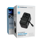 Powerology GaN 20W PD Universal Adapter Retractable Type-C Cable