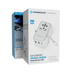Powerology GaN 20W PD Universal Adapter Retractable Type-C Cable